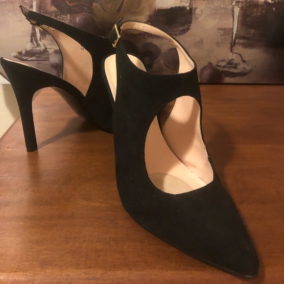 Faux Suede Black Heels - Worn Once - Picture 2 of 4